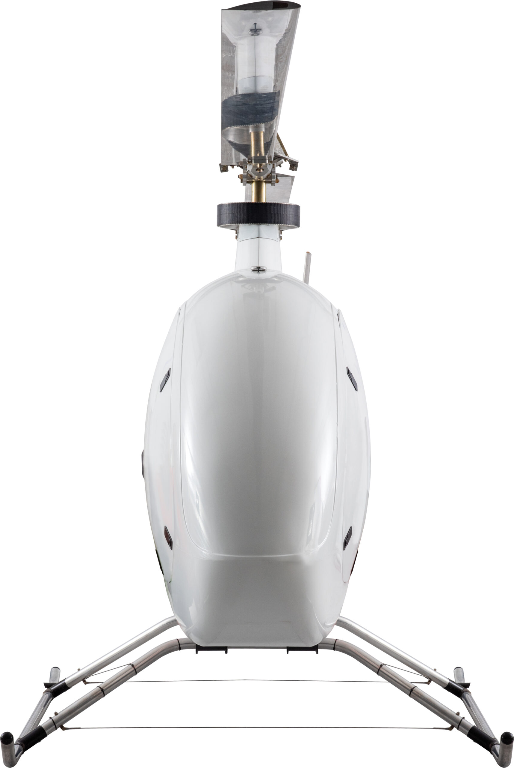 A forward view of the HeliDroid AutoCopter with the payload compartment doors closed